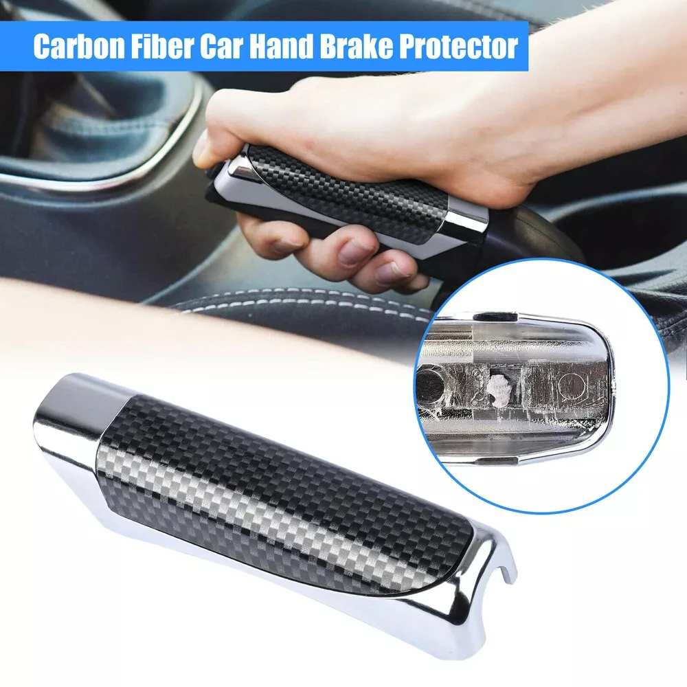 

1x Universal Car Handbrake Cover Carbon Fiber Auto Handbrake Grips Protector Interior Hand Brake Decoration Accessories Black