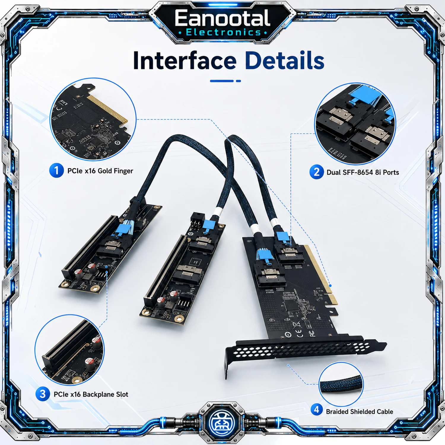 Discrete GPU Graphics Card U.2 SSD Extension Adapter  PCI Express 4.0 X16 to SlimSAS SFF-8654 Bifurcation Riser Kit