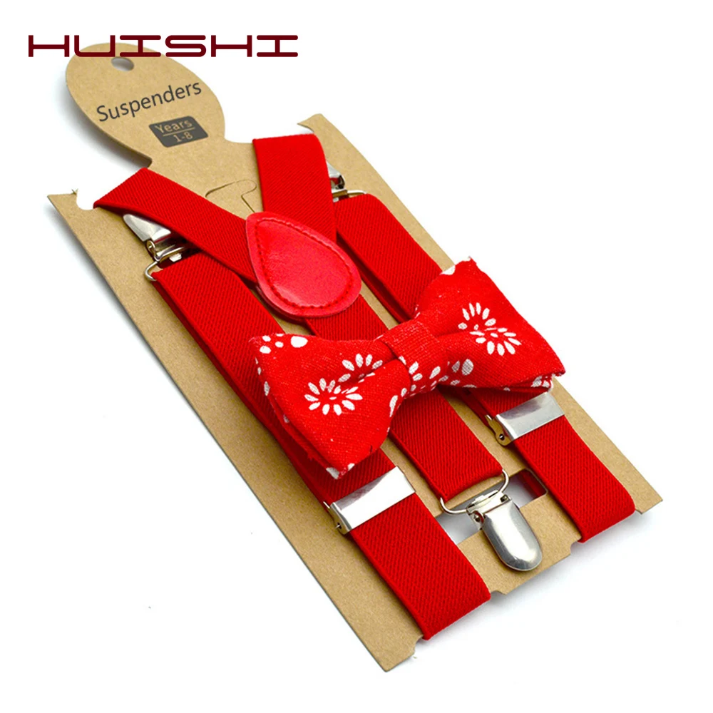 High Grade Kind Hosenträger Einfarbig Kinder Gürtel Bowtie Set Baby Kinder Einstellbare Hosenträger Clip-on Y-Zurück hosenträger Elastischen