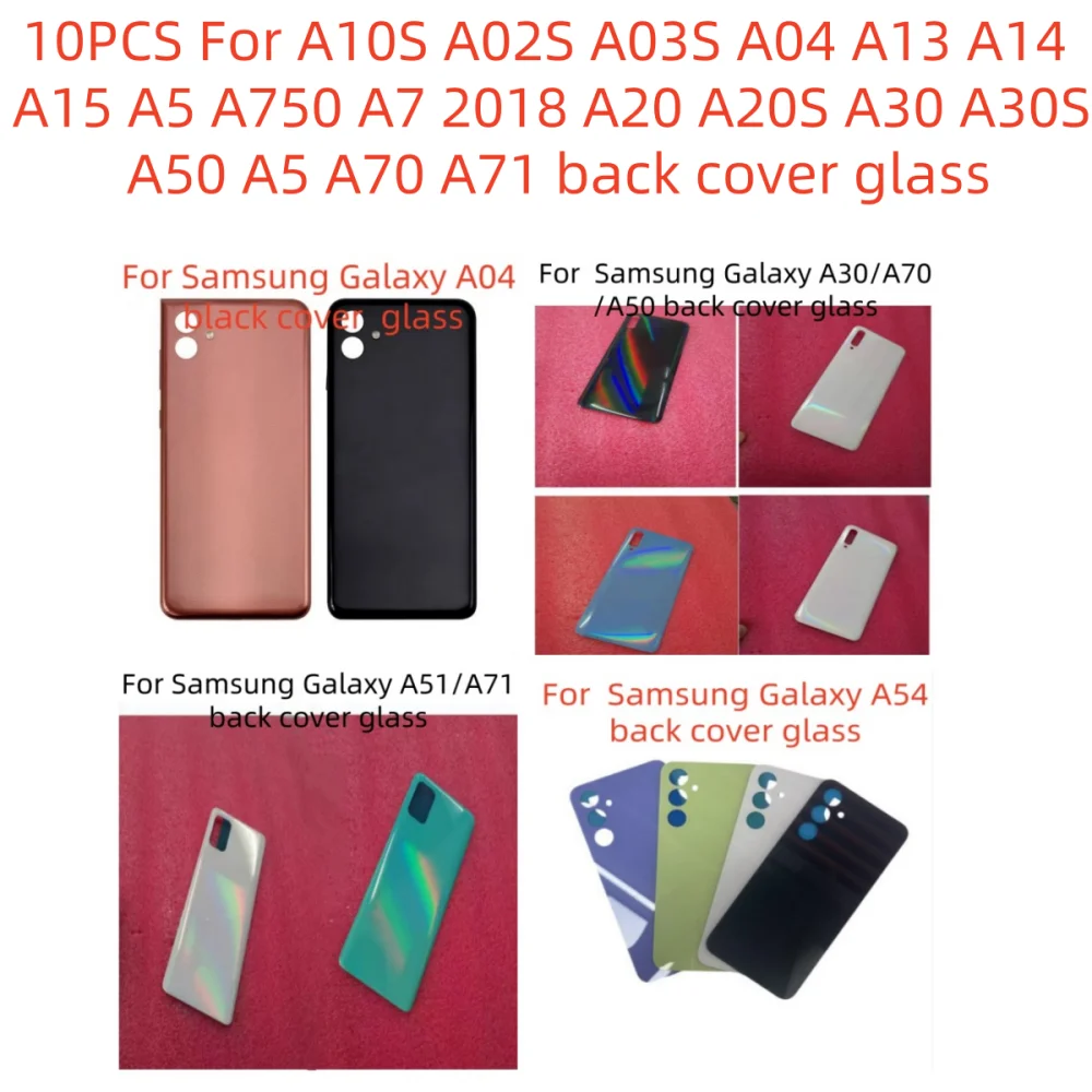 

10PCS For Samsung Galaxy A10S A02S A7 2018 A20 A30 A50 A51 A70 Glass Panel Battery Back Cover Rear Door Housing Case Replac