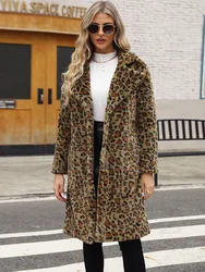 Winter Women's Warm Faux Fur Long Coat Leopard Leisure Women Shaggy Fur Long Jackets Thick Fluffy Luxury Bontjas Outerwear 2023