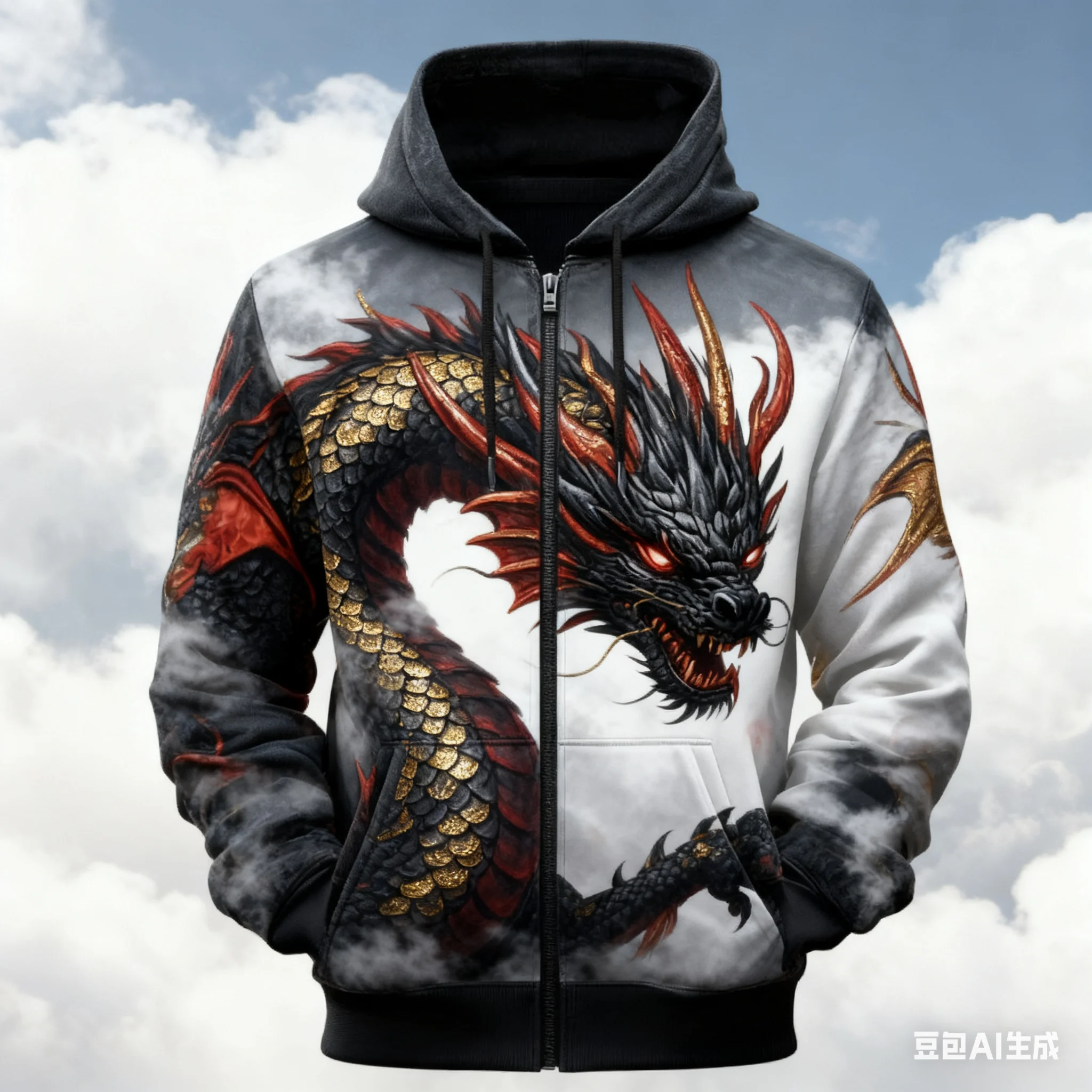 موضة ثلاثية الأبعاد التنين نمط الرجال هوديس مضحك الحيوان طباعة مقنعين زمم بلوزات اليومية معطف غير رسمي ملابس Y2k المتضخم #5