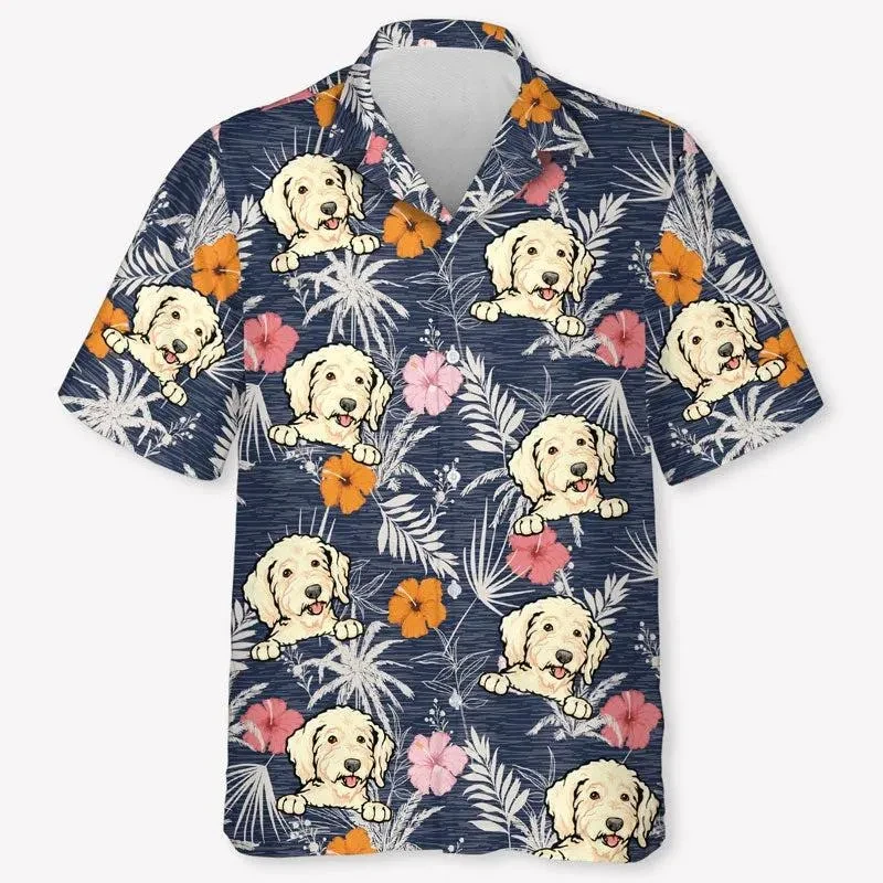 

Cartoon Fashion Men's Cute Dog Print Casual Daily Wear 3D Printing Short Sleeve Shirt Fashion Hawaiian Shirts For Men Harajuku