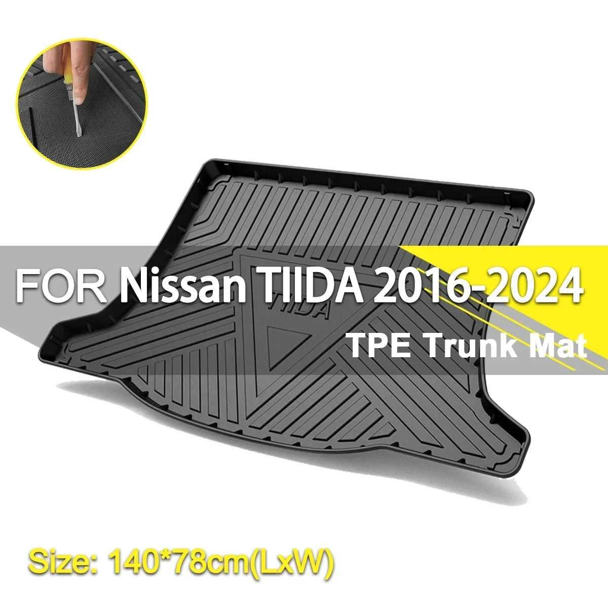 

Car Rear Trunk Cover Mat Waterproof Non-Slip Rubber TPE Cargo Liner Accessories For Nissan TIIDA 2016-2024