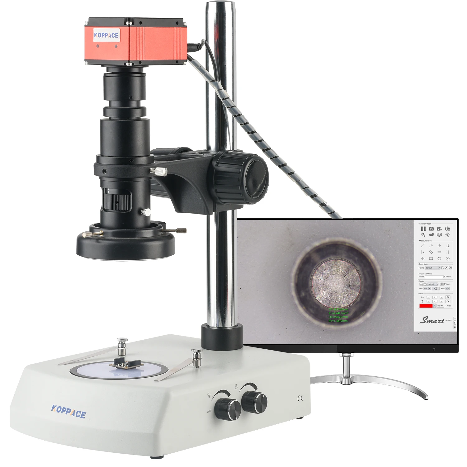 22X-155X HD 4K Measurement Electron Microscope HDMI Output Supports Photography,Video Recording,up and Down LED Light Source