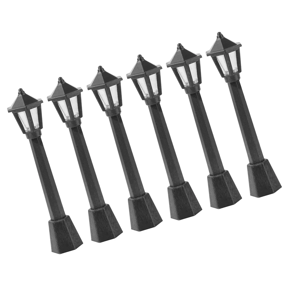 

6 Pcs Ornament Mini LED Floor Lamp Model Accessory House Kid Toy Miniature Street Light Child