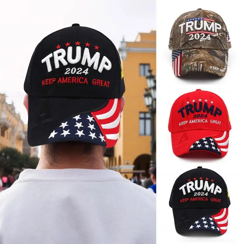 Donald Hat 2024 Cap Keep America Great USA Embroidery Hat Adjustable Baseball Hat For Camping Hiking Cycling