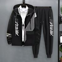 2Pcs/Set Men Tracksuit Popular Sportswear Hoodie Coat Pants Men Autumn Letter Print Loose Tracksuit Outfit Streetwear