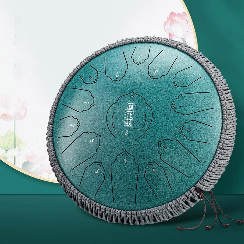 

Hluru Steel Tongue Drum 13 Inch 15 Tone Drum with Drumsticks Percussion Psychotherapy Meditation Instrument Gift for Beginner