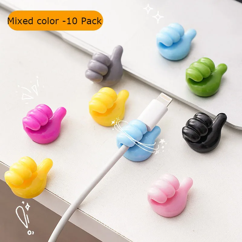 10Pcs Silicone Thumb Wall Hooks Self-Adhesive Thumb Cable Organizer Clips Key Hook Multi-Function Wall Hangers Storage Hooks