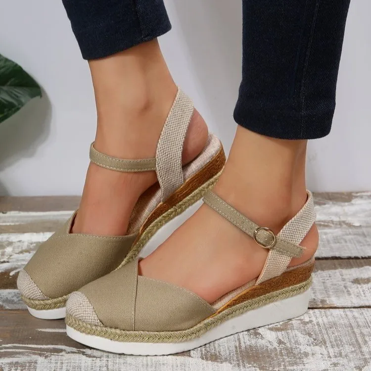 Women Closed Toe Wedge Sandals Women 2023 Summer Buckle Strap Gladiator Shoes Woman Fashion Espadrilles Platform Sandalias Mujer