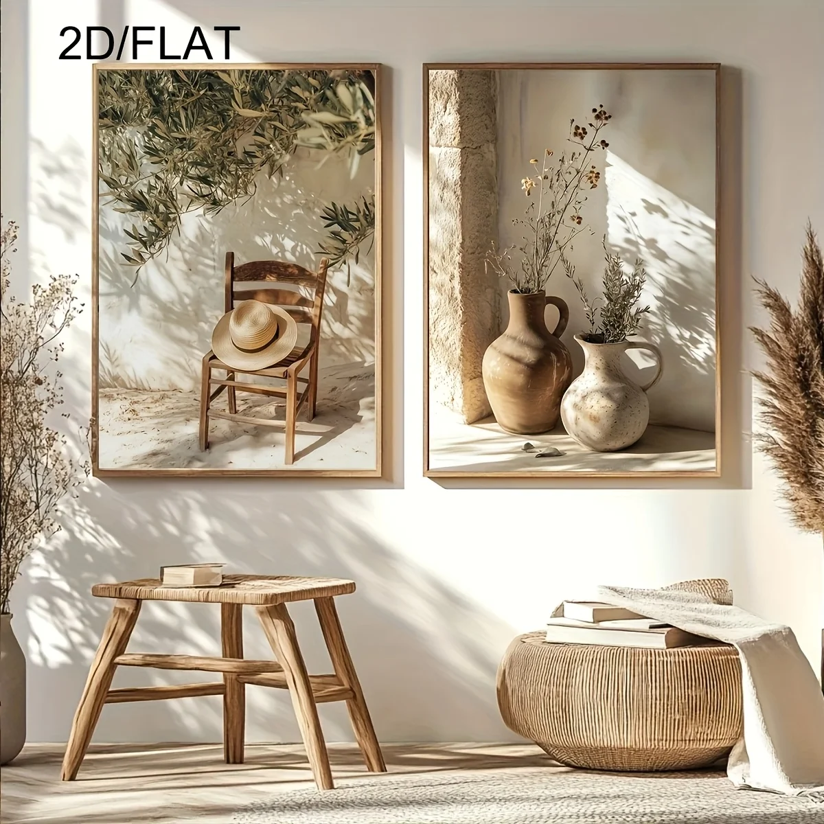 2 Stück moderne mediterrane Olivenbäume Leinwand-Wandkunst, rahmenlose Landschafts-Leinwandposter für Schlafzimmer- und Wohnzimmer-Wanddekoration