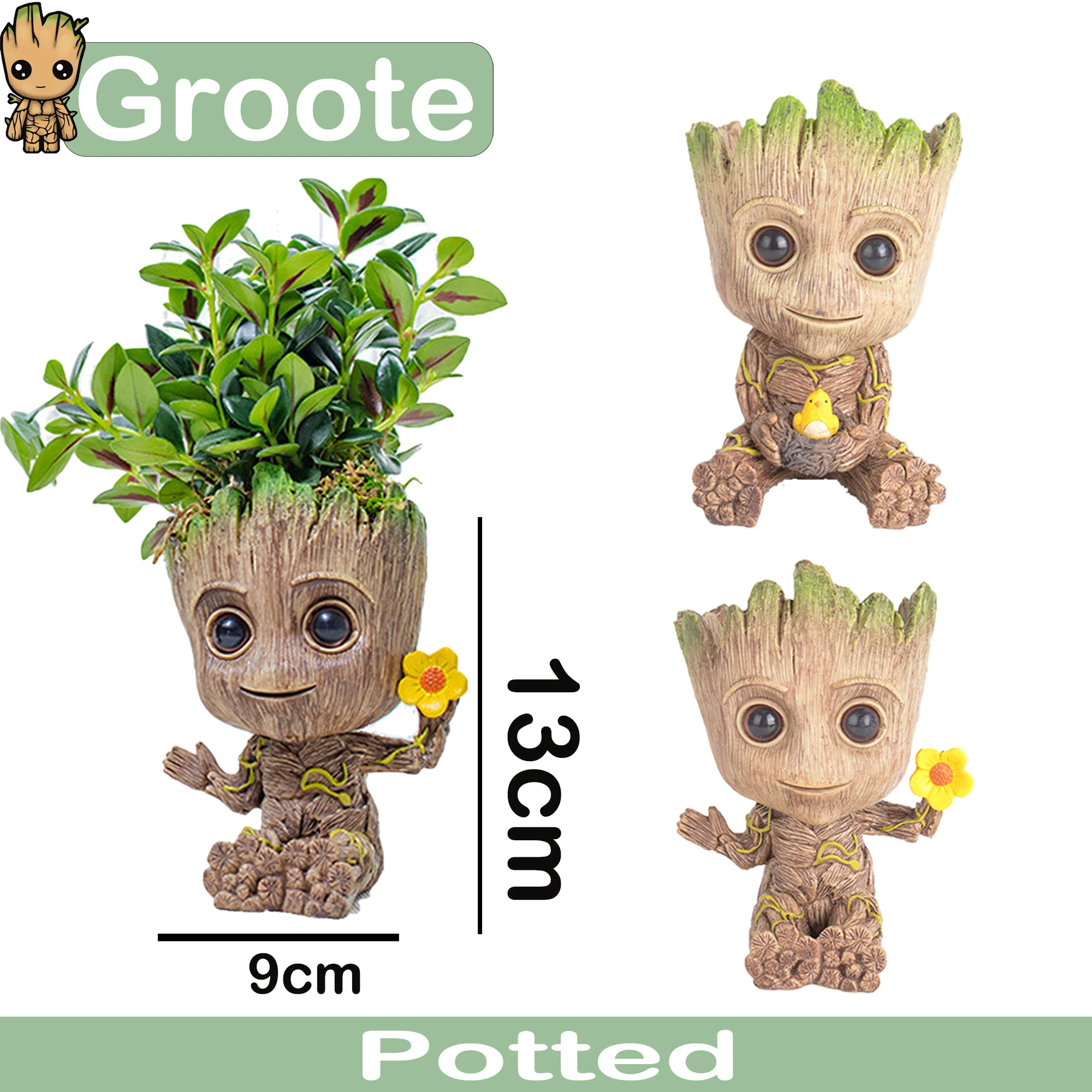 Popular maceta de flores Groot, lavabo de plantas, decoración para el hogar y la Oficina, figuritas hechas a mano, modelo en miniatura, figura de acción, adorno de árbol para hombre