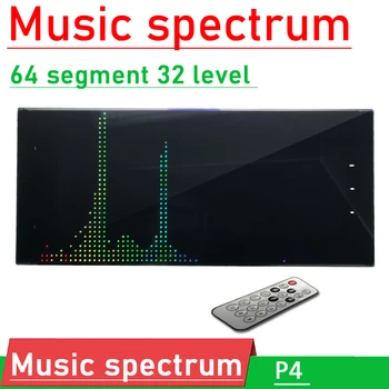 RGB6432 full color music spectrum clock display remote volume control level indicator rhythm analyzer VU meter amplifier light
