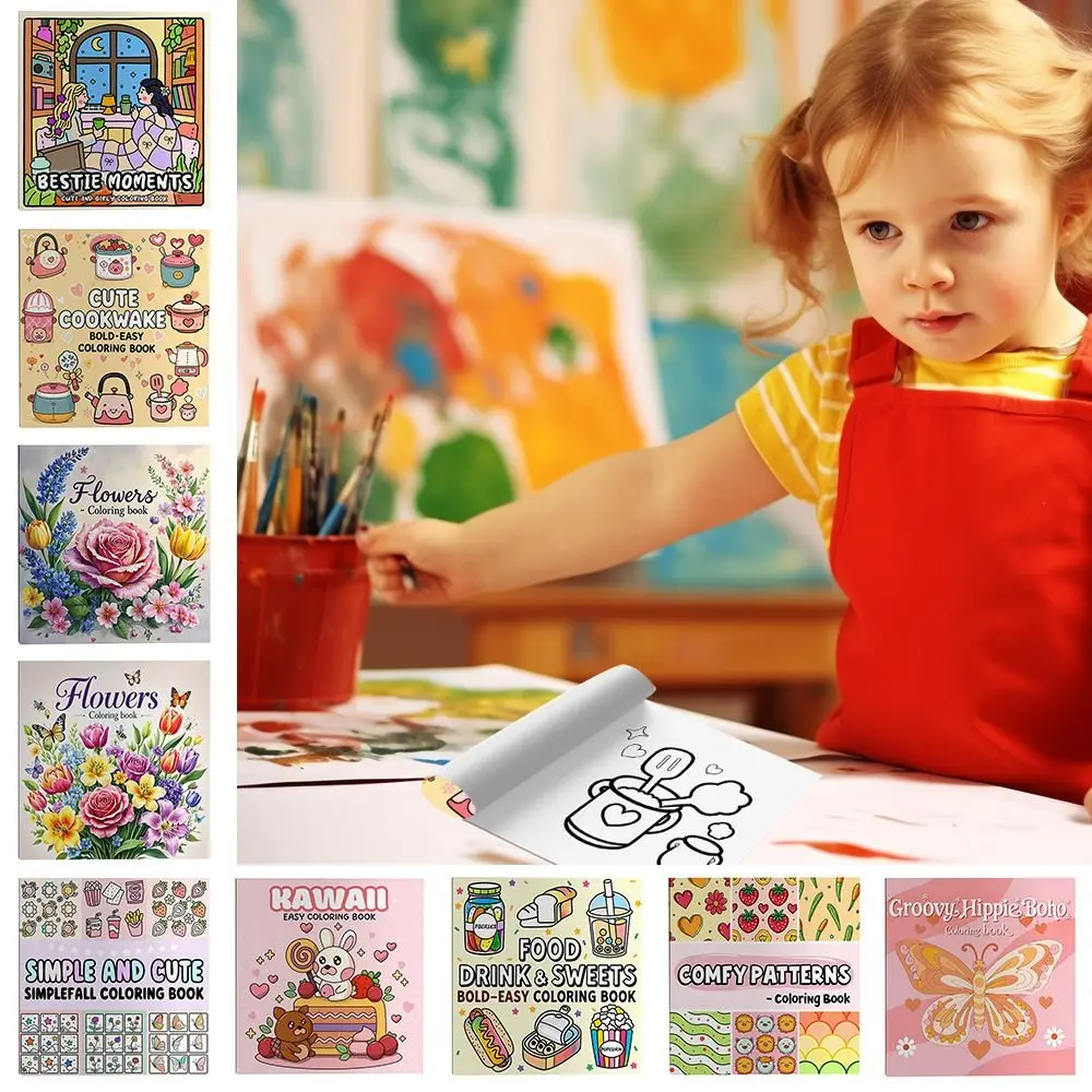 Livro de colorir criativo dos desenhos animados pintura educacional presente graffiti pintura livro alívio do estresse bolso para adultos e adolescentes