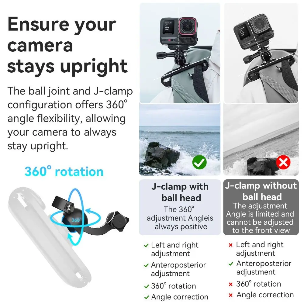 360 ° دوران حقيبة الظهر كليب مستقرة الإفراج السريع حزام الكتف جبل دائم حزام المشبك ل GoPro/Insta360/Osmo الجيب