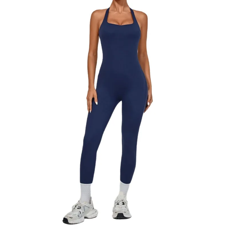 

Women's Yoga Jumpsuit with Sexy Back and Neck Hanging Style Outdoor Dance Fitness Running Sports Tight Fitting Dynamic Jumpsuit
