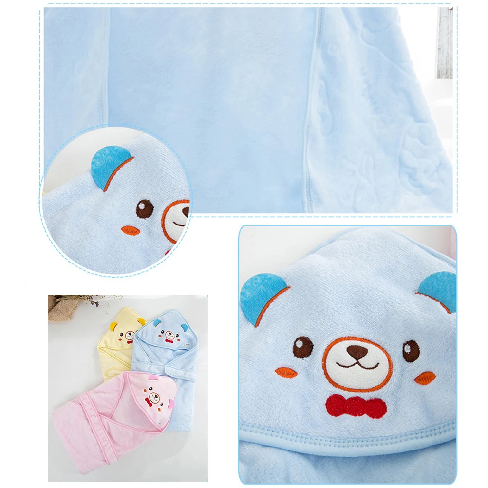 

Cute Towel Blue Cotton Wrap Newborn Bath Blanket Infant Bear Design Washcloth Quilt Playmat Swim Dry for