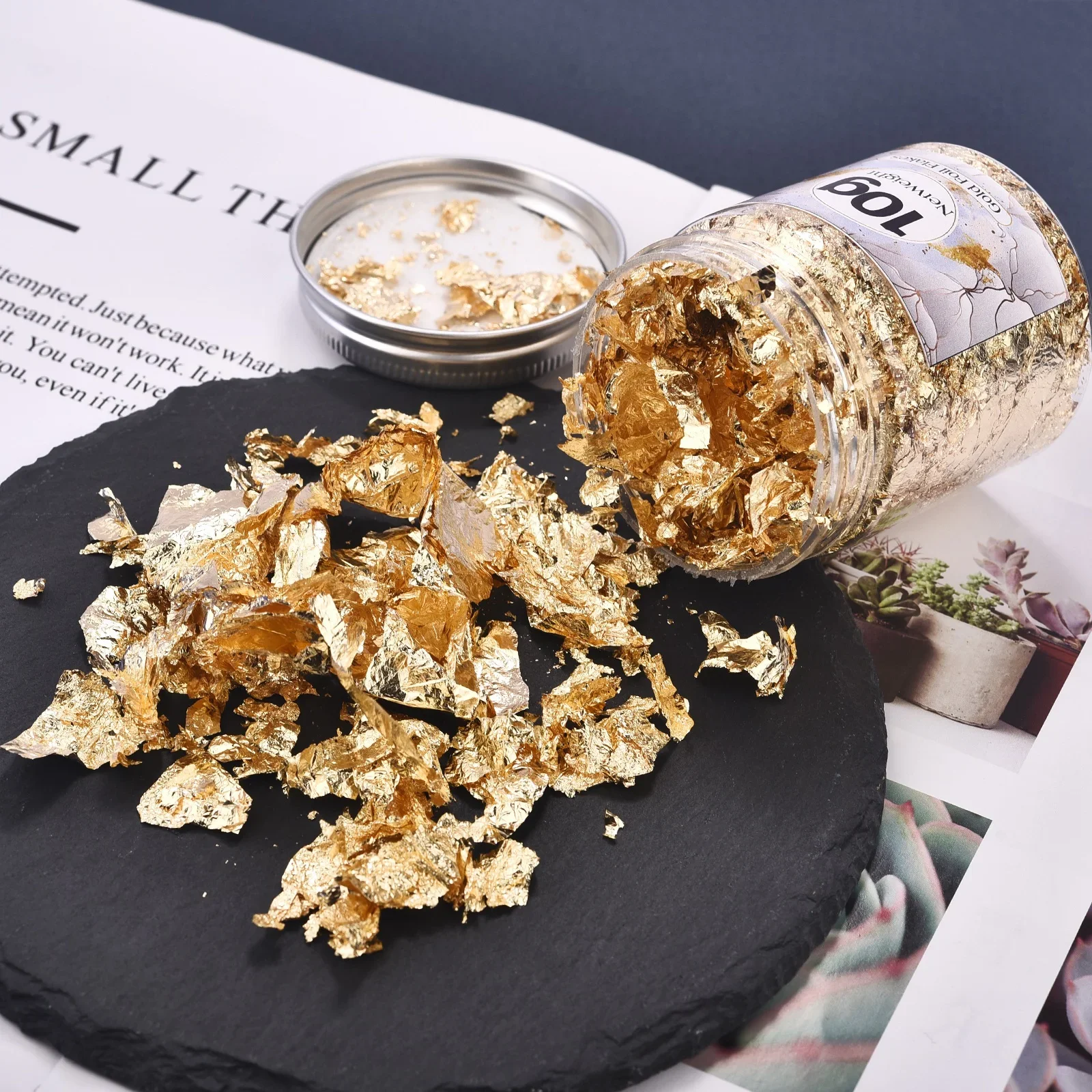 Imitation Gold Sliver Copper Foil Sequins Glitter Craft Leaf Flake Sheet Shiny Foil Paper For Gilding DIY Nail Art Decoration