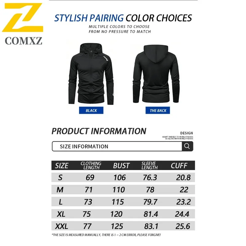 سترة لياقة بدنية رياضية للرجال من COMXZ سترة جديدة للخريف والصيف والجري سريعة الجفاف مع قلنسوة قابلة للتمدد معاطف خارجية غير رسمية قابلة للتنفس #6