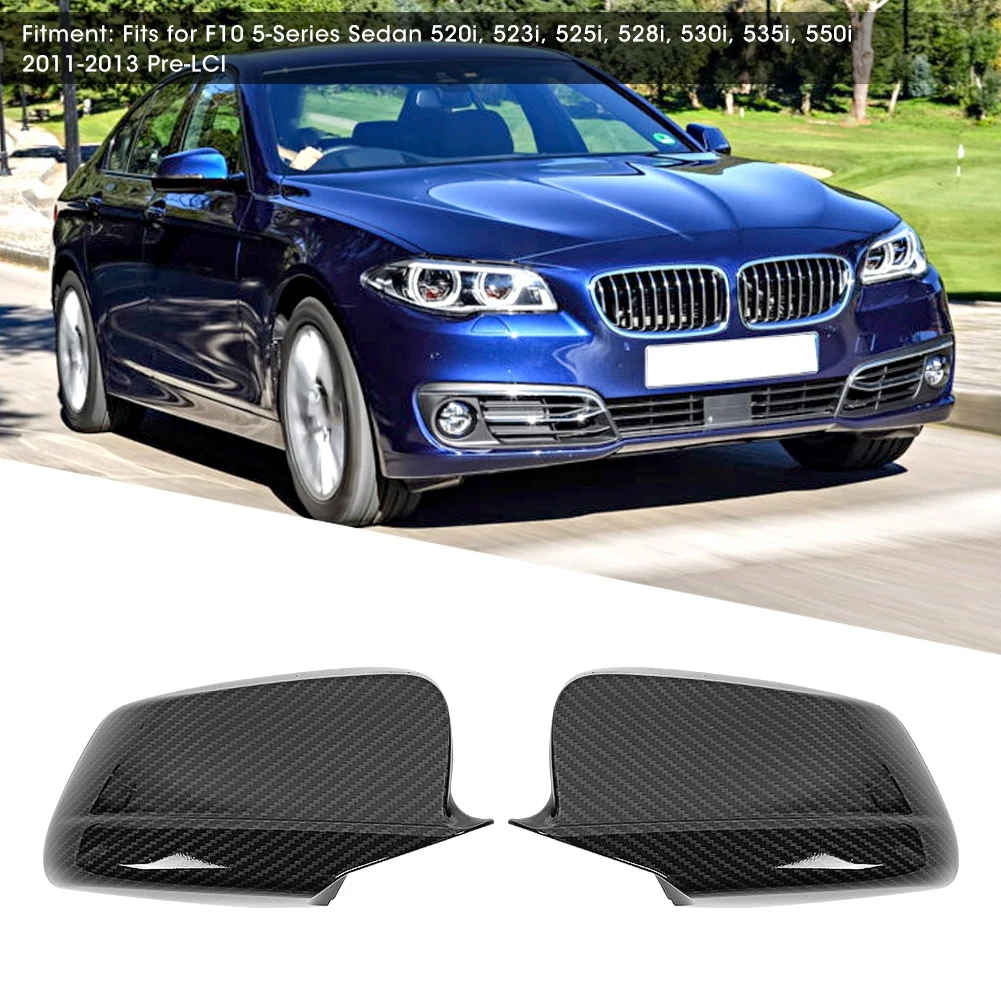 

1 Pair Rearview Mirror Cover Carbon Fiber Style Cap For BMW F10 F11 5 Series 2011-2013 Pre LCI OEM 51167216369