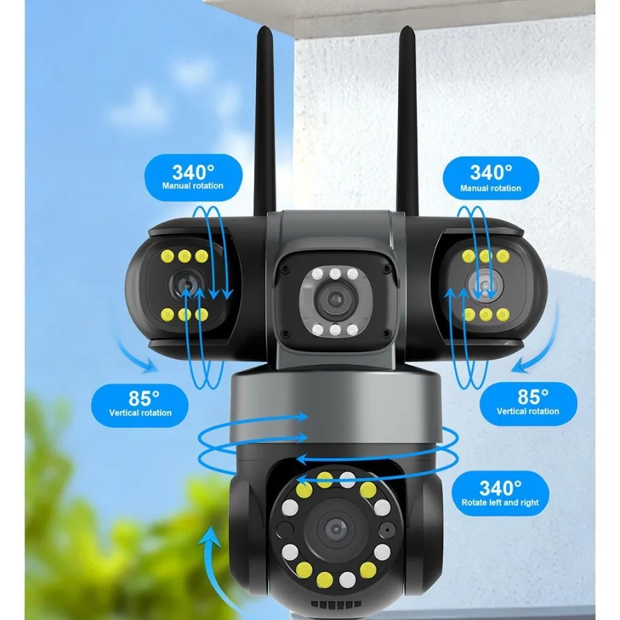 6MP V380pro APP Triple Lens Wireless PTZ WIFI IP Dome Camera Full Color  AI Humanoid Detection Home Security CCTV Baby Monitor