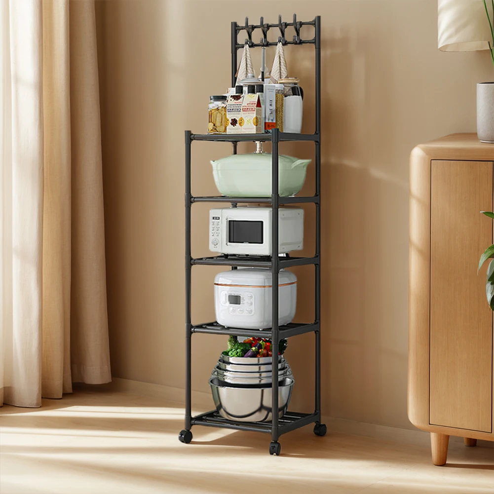 

5-уровневые стеллажи для хранения, 110 фунтов, сверхпрочные, с колесиками, для кухни, кладовой, ванной, гаража, офиса