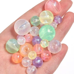 8 10 14 16mm Acrylic Plated Colored Beads Transparent Loose Spacer Round Beads DIY Exquisite Bracelet Phone Chains Accessories