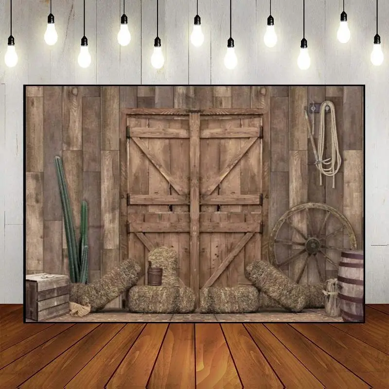 

Western Cowboy Theme Fall Farm Rustic Farmhouse Warehous Party Backdrop Hat Background Wall Custom Wild West Banner Decoration