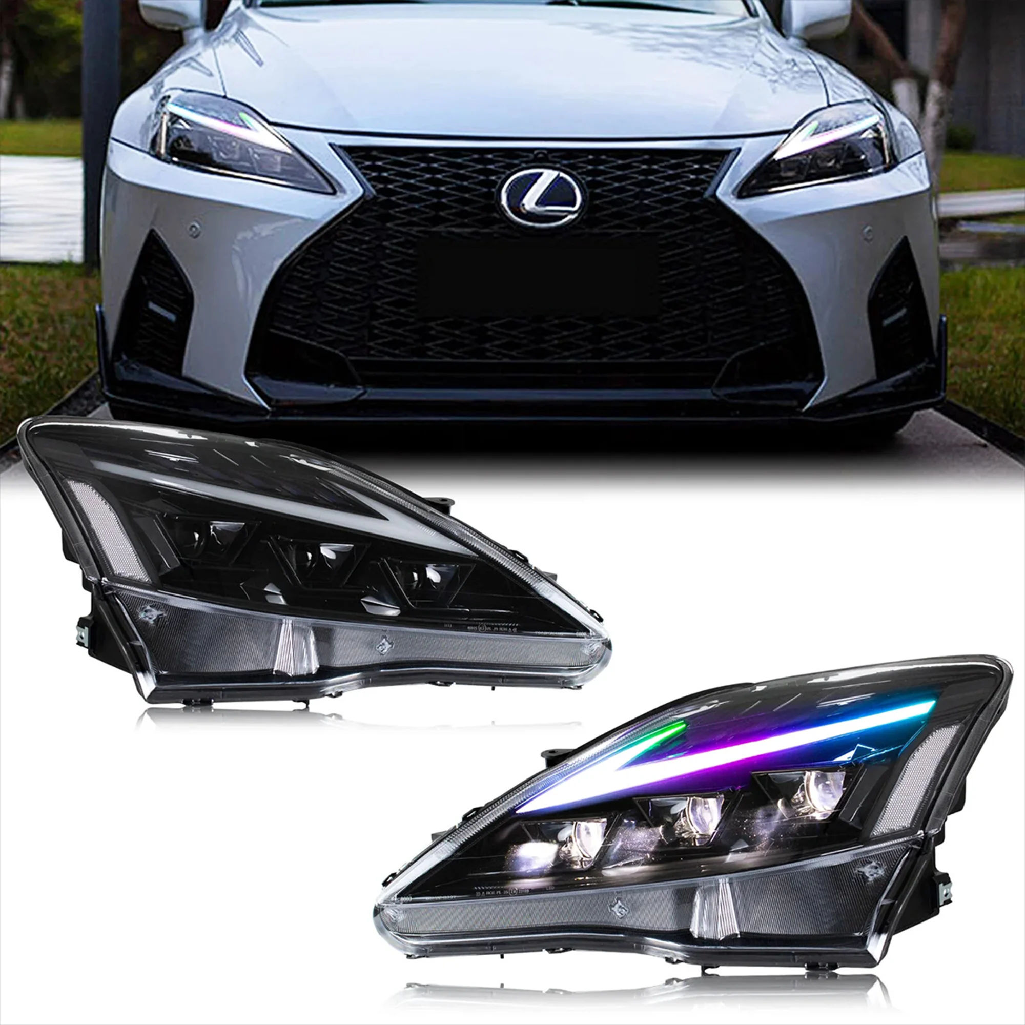 

DK Motion RGB LED Headlights Headlamp For Lexus IS 250/300 350 2006-2012 Sequential Front Lamp For IS Series Accessory