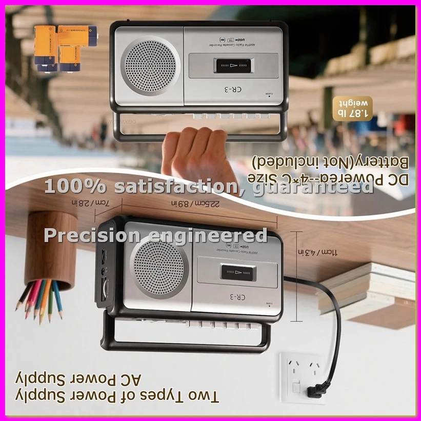 

Портативный кассетный плеер-рекордер, AM/FM-радиоприемник, стереофонический и MP3-плеер-рекордер для дома и улицы, вилка стандарта США (US Plug-ABFT)