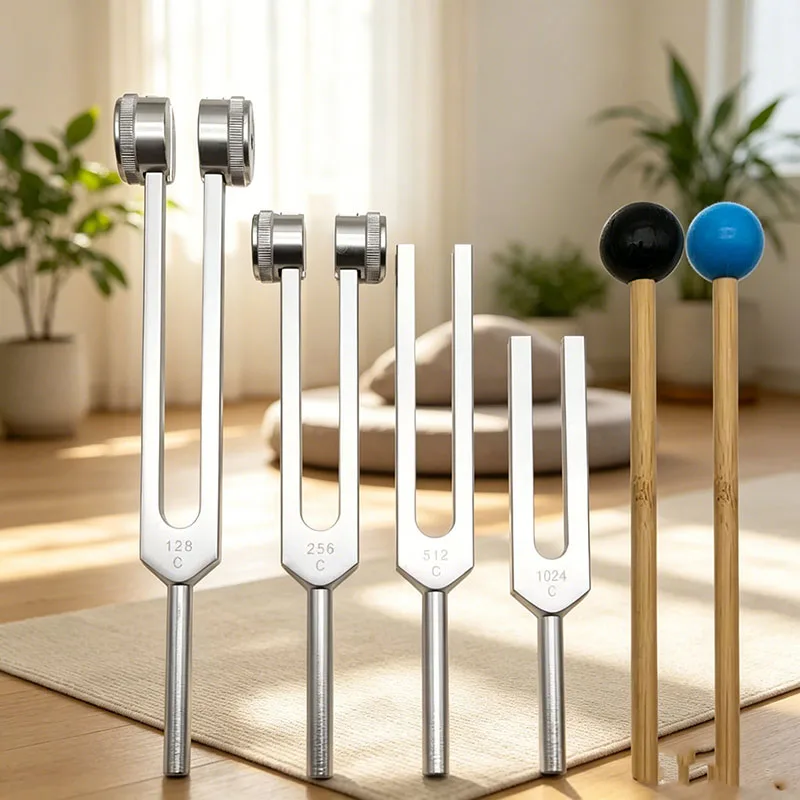 128 256 512 1024Hz Tuning Fork Kit Sound Therapy Healing Instrument Aluminum Tuning Forks  for Chakra Relaxation Meditation