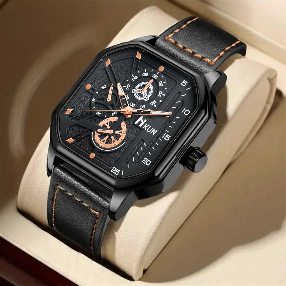 2024 New Mens Watch Set with Gift Box for Men 5 Pieces Keychain Sunglasses Belt and Wallet Set for Men Him Boyfriend Dad Husband