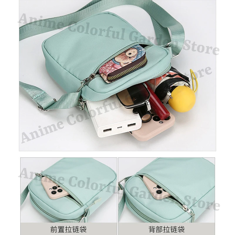 Bolsa de Armazenamento para Telefone em Nylon com Estampa do Pikachu, Bolsas de Ombro Fashion para Homens e Mulheres, Bolsas Transversais Portáteis pa