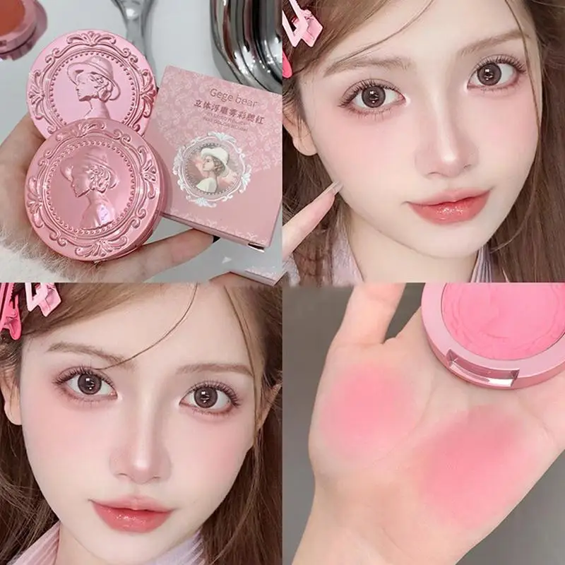 Natuurlijke Blush Voor Wangen Reliëf Roze Poeder Blusher Langdurige Enkele Kleur Matte Blusher Gezicht Make-Up Cosmetica Blost