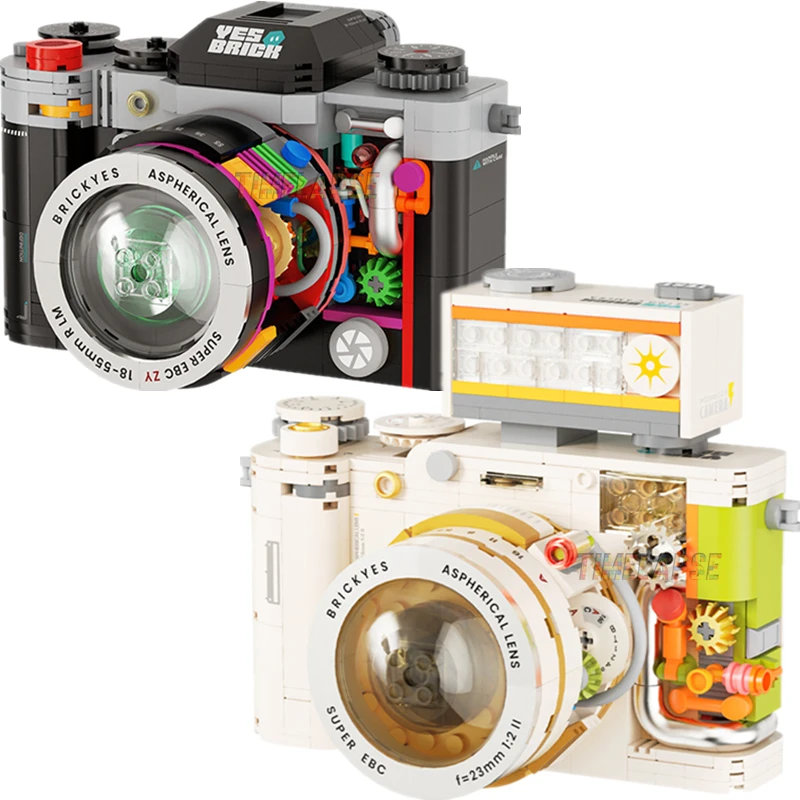 DIY Retro DSLR Camera Lens Zaklamp Mechanisch Universum Elektrische Bouwstenen Model Bricks Sets Speelgoed
