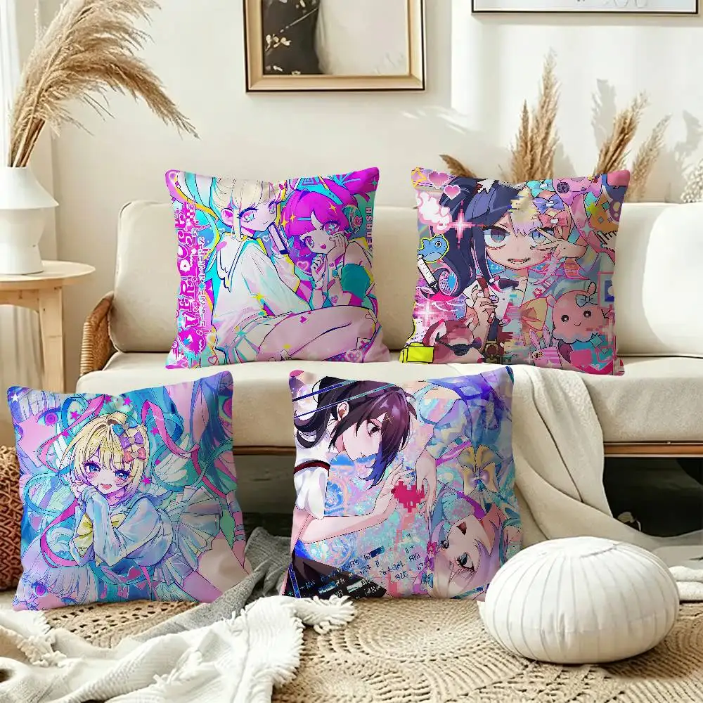 Game N-Needy Streamer Overload Pillow Covers Cartoon Sofa Decorative Home Double-sided Printing Short Plush Cute Cushion Cover