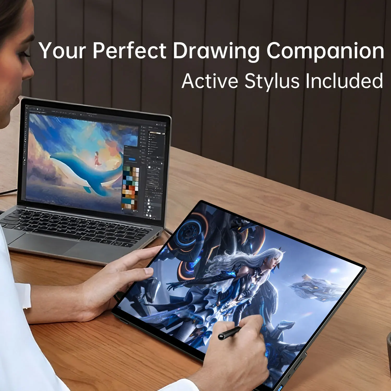 VCHANCE 18'' Full HD Portable Monitor Touch Screen with Stylus External Gaming Monitor for Windows Computer Laptop Macbook