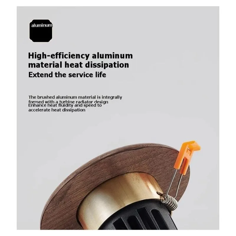 

【CHRISTMAS 】New Chinese Style Embedded Spotlight For Living Room Ceiling Light In Walnut Wood-Neutral Light