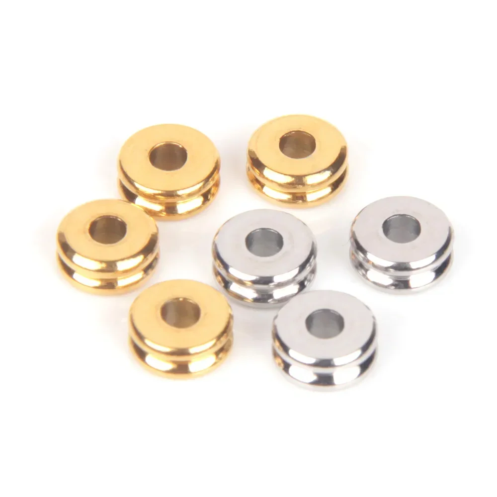 SHOWSANG 20/50pcs Stainless Steel double Flat Spacer Beads Lot 6 mm Gold Color Loose Charm Beads For Bracelet Diy Jewelry Making