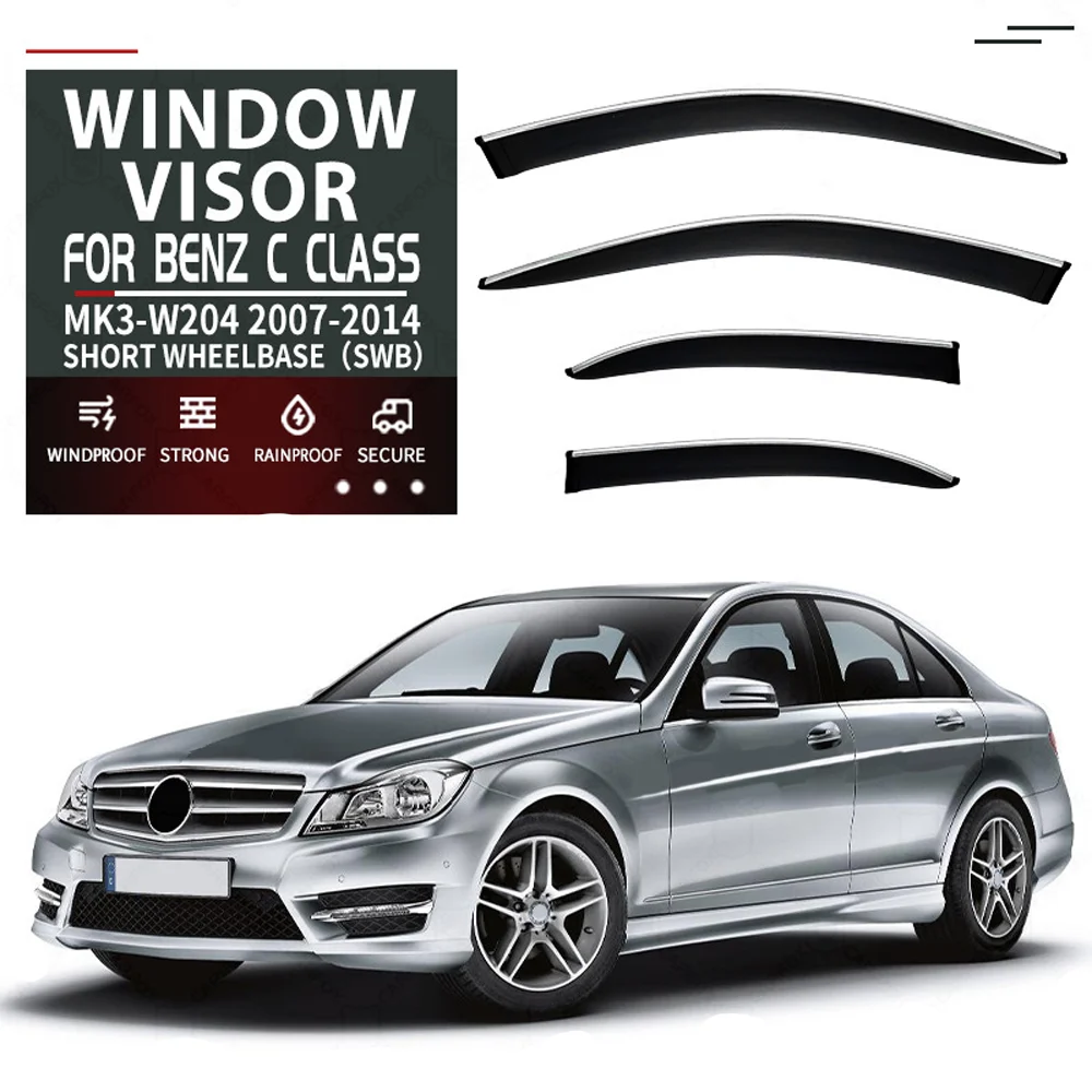 

Для Mercedes-Benz C-Class W204 2007-2014 SWB ветровые дефлекторы дождевики дверной козырек вентиляционные шторы вентиляционный козырек оконный козырек автомобили