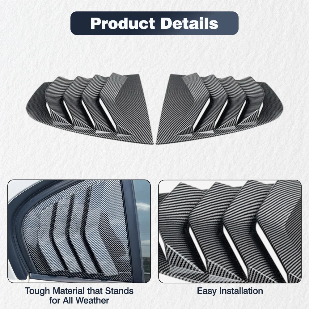 2pcs Rear Side Window Trim Spoiler for BMW 3-Series E90 320i 330i M3 2005-2011 Window Shutter Cover Louver Air Vents - view 4