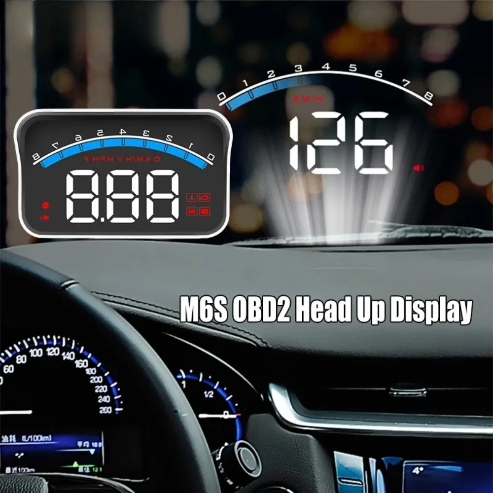 M6S OBD2 HUD Digital Car Head Up Display Windshield Projector Speedometer Water Temp Voltage Auto Accessories On-board Computer