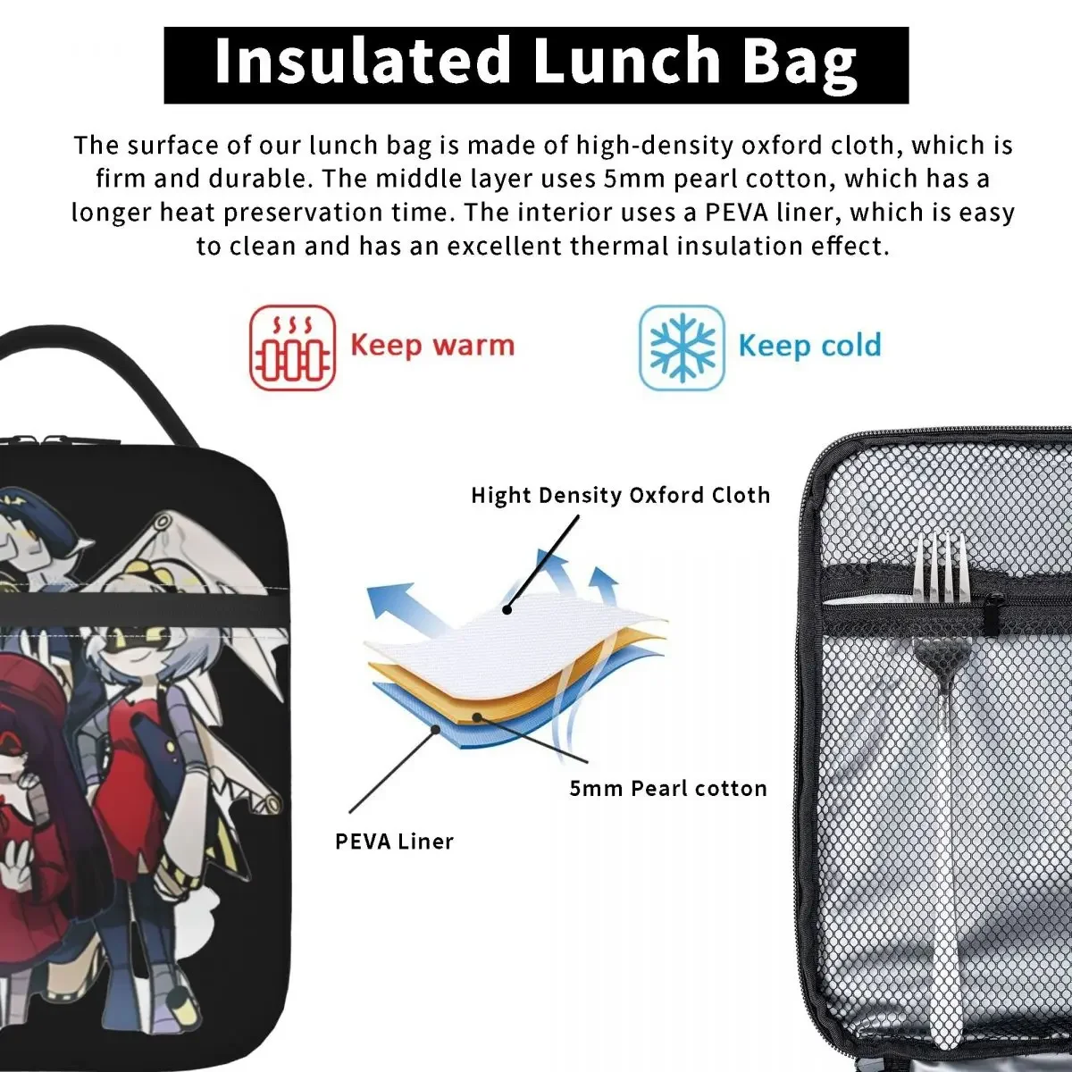 Murder Drones TV Series Thermal Insulated Lunch Bags for Work Uzi Doorman Portable Food Bag Men Women Cooler Thermal Lunch Boxes