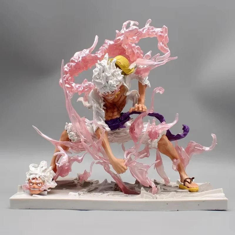 23cm One Piece Anime Figures Monkey D Luffy Action Figure Nika Gear 5 Luffy Figurine 2 Heads Pvc Statue Model Doll Gifts