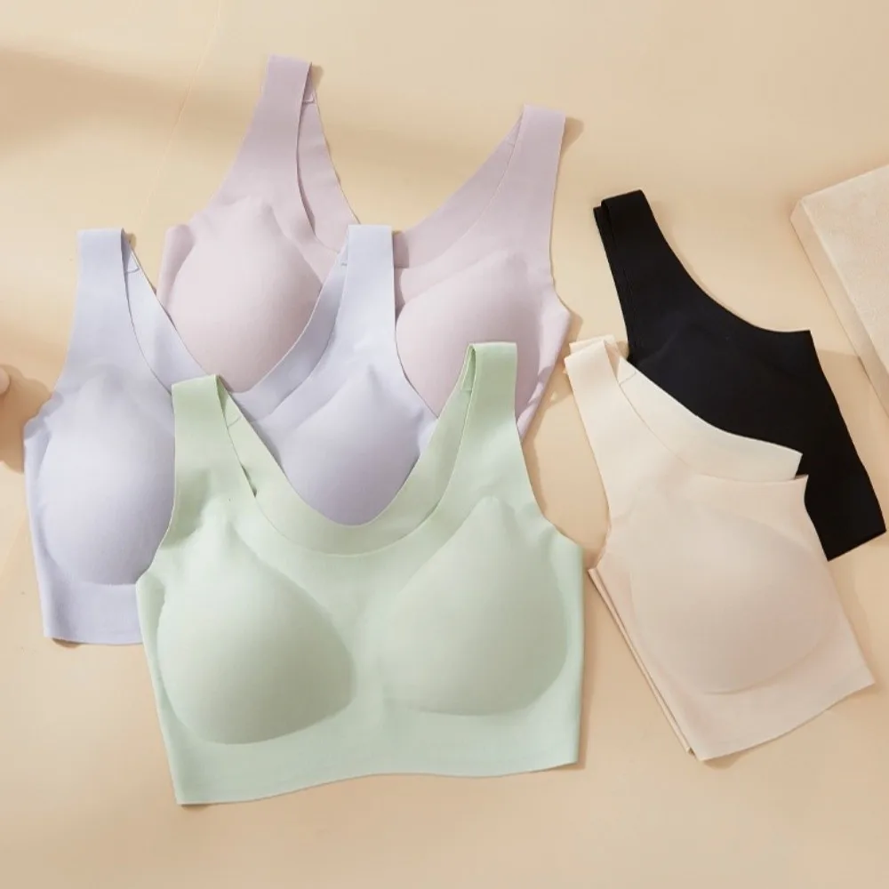 

Мягкий однотонный беспроводной бюстгальтер с глубоким V-образным вырезом, тонкий жилет, нижнее белье из ледяного шелка для женщин, ультратонкий бесшовный бюстгальтер с v-образным вырезом для девочек, повседневный