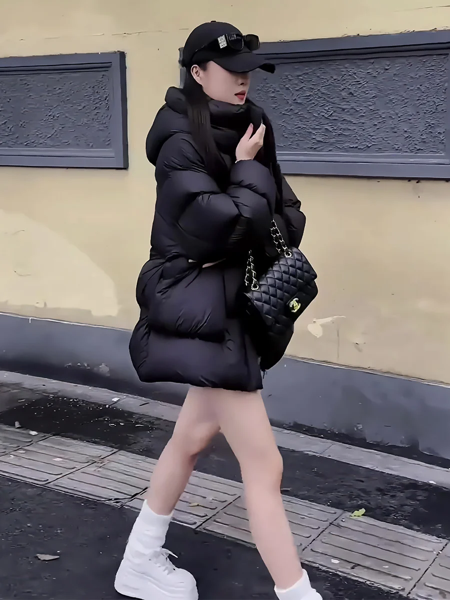 الشتاء Thiened الأبيض Du down Jaet المرأة Faionable طوق معطف دافئ ركاب Sle منتصف طول الياقة الأخرى