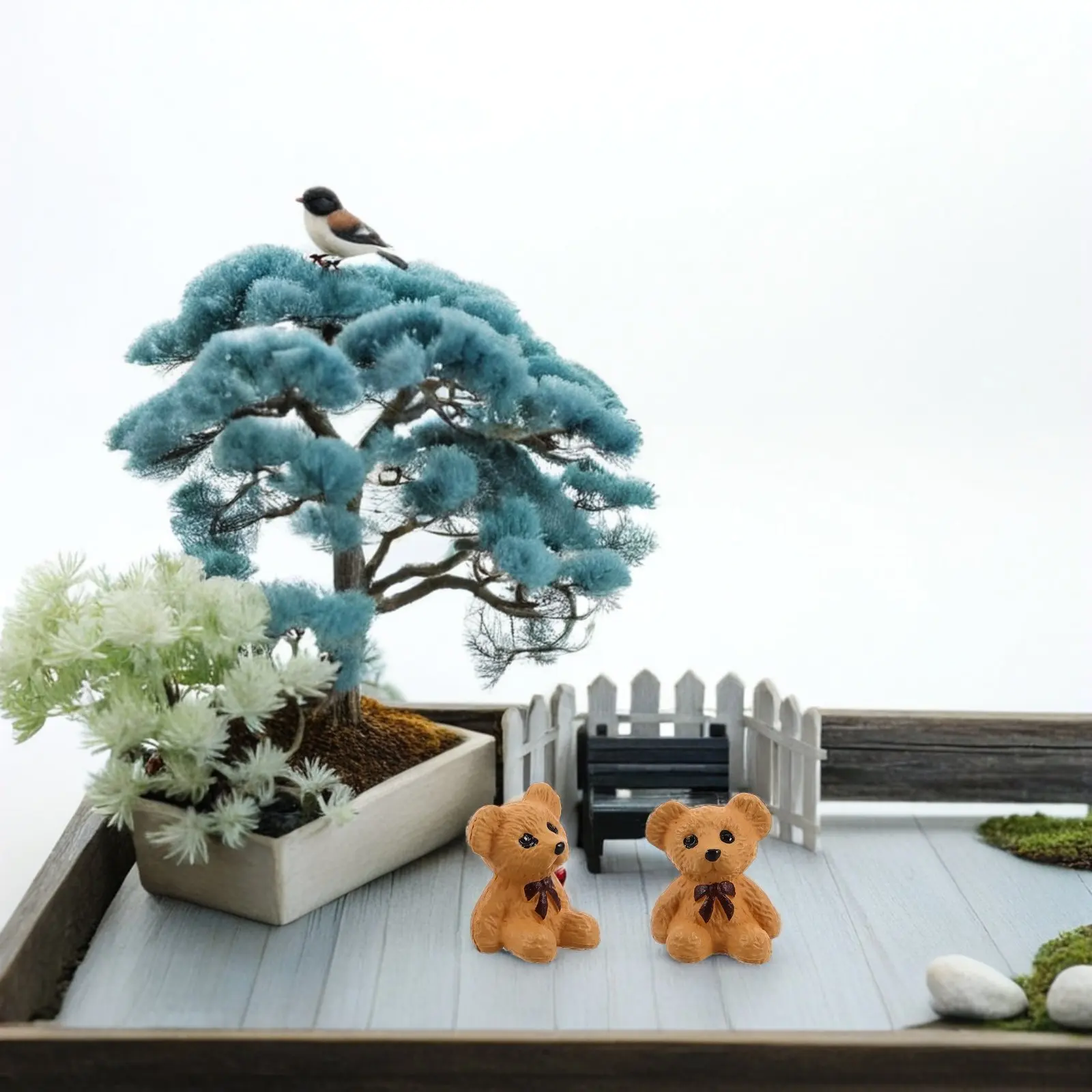 40Pcs Miniature Resin Bear Sculptures Moss Micro Landscape Tiny Bear Decorations for Fairy Garden Tabletop Mini Resin Bears