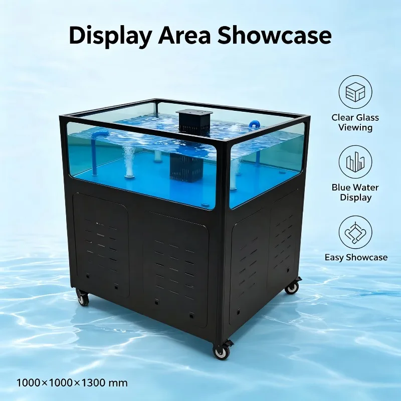 Used  Movable Supermarket Seafood Display Aquarium with Temperature Control Filtration System Holding Tank
