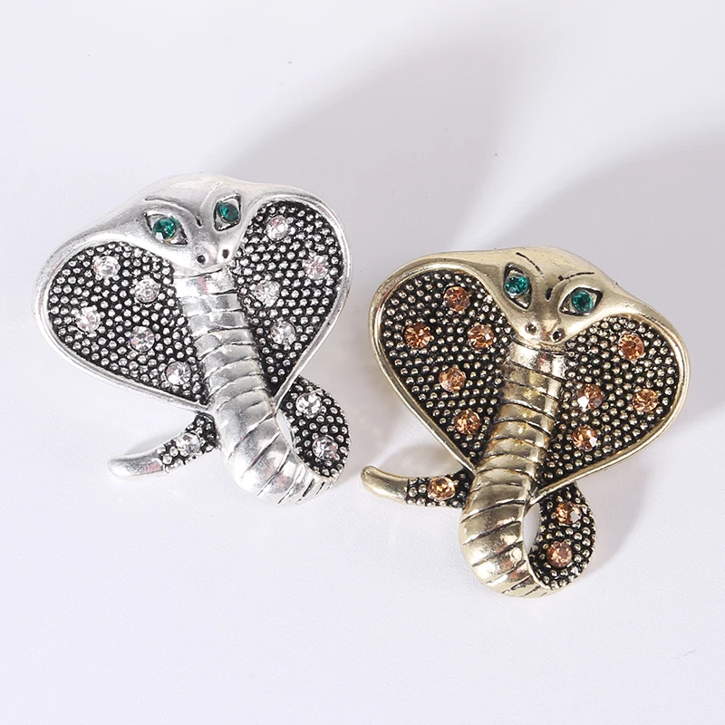 Rhinestone Cobra Brooches for Women Unisex Enamel Animal Pins Banquet Party Backpack Gifts Jewelry Accessories image 3